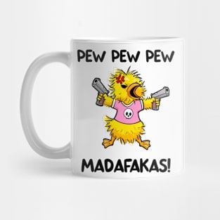 Rage-Filled Rooster: The Dual-Wielding Baby Chicken Duck Mug